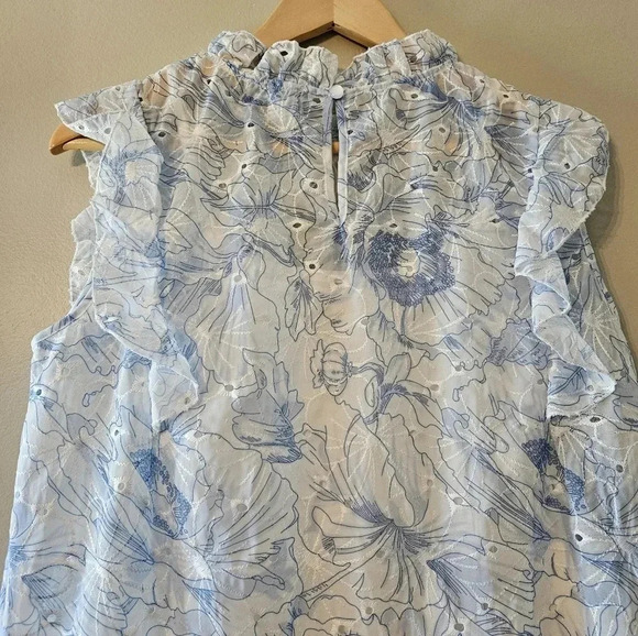 Joie Women's Eyelet Ruffle Floral Print Sundress Feminine Mini Dress Size M. - Picture 11 of 16